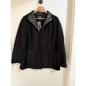 Bob Mackie Wearable Art Black Leather Trim Jacket Large NWT